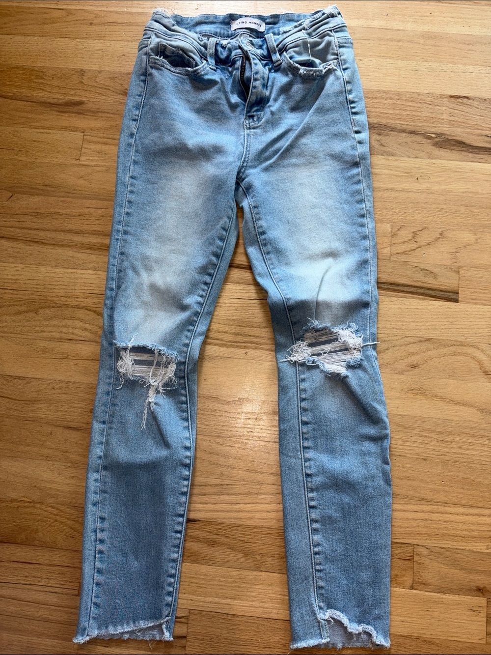 Flying Monkey Light Blue Frayed Waistband Denim